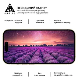 Захисне скло на Apple iPhone 14 Pro з олеофобним покриттям, Pro 3d, повне проклеювання, антистатичний і пиловідштовхуючий шар, 9H, самоклеючеся, 3D, на весь екран, антистатичний клей, оригінал ArmorStandart (ARM66355) - мініатюра 5