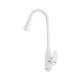 Змішувач для кухні Plamix Cezar-011-B Set White Refl.White з силіконовим виливом, з підведенням PM0718, Білий - мініатюра 2