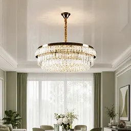 Велика золота кришталева світлодіодна люстра Splendid Ray L2211/800/12+LED (SGD), 80 см на 12 ламп з дистанційним керуванням