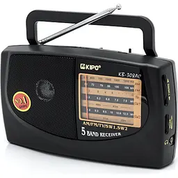 Радіоприймач всехвильовий FM 64-108 МГц, AM, SW від мережі 220V та батарейок 2*R20 радіо фм приймач Kipo KB 308 AC