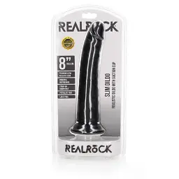 Фалоімітатор RealRock Slim Realistic 8" 22.5 см (чорний) - мініатюра 8