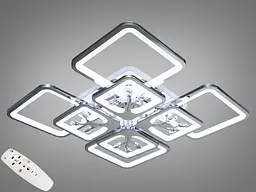 Стельова LED-люстра Diasha 8157/4+4HR 190W, 60×60×12 см, 3 кольори світла, диммер, пульт
