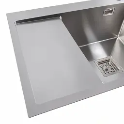 Кухонна мийка Platinum Handmade PVD L з нержавіючої сталі 1.0 мм квадратний сифон 65x50x23 см хром - мініатюра 4