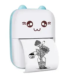 Принтер дитячий A-plus акумуляторний Mini printer Cat Ears 8499 Bluetooth Блакитний