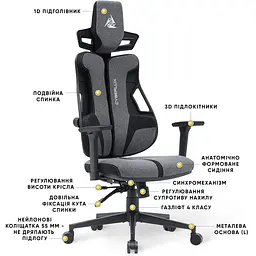 Геймерське крісло Cyberlux V8 Fabric Grey (арт. GM-V8 FG) - мініатюра 5