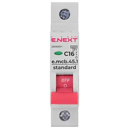 Автоматичний вимикач E.NEXT 1-п e.mcb.stand. 16А C ( 4,5кА) (s002008) - мініатюра 2