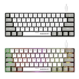 Ігрова дротова механічна клавіатура MegaKey MK761 / 60% / Red Switch / RGB / Grey