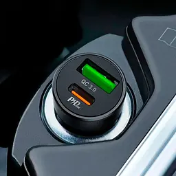 Автомобільний зарядний пристрій Hoco Z32B 1USB + Type-C QC3.0+PD Black - мініатюра 3