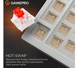 Клавіатура ігрова механічна GamePro GPMK-160-BL Warden Genesis Red Outemu Swithes Hot-Swap White-Blue - мініатюра 10