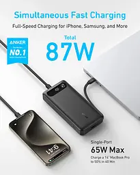 Портативний зарядний пристрій PowerCore - 20000 mAh 87W PD Built-In USB-C Cable Black Anker teh0027063 - мініатюра 4