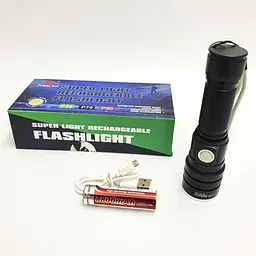 Ліхтар акумуляторний світлодіодний ручний із зумом 18650 battery BL 611 P50 чорний - мініатюра 2