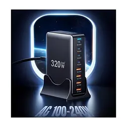 Зарядное устройство для Essager 4xUSB-C + 4xUSB 320W GaN (EZC320W-QJB0G-Z) - миниатюра 8
