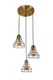 Loft люстра підвіс на 3 лампочки Levistella 7528876F-3 BRZ+BK (300)