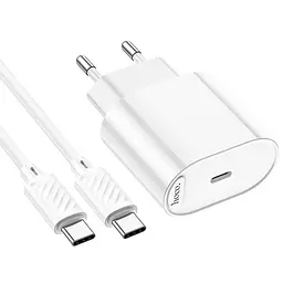 МЗП Hoco C109A Fighter PD20W (1USB-C) + кабель Type-C to Type-C White - мініатюра 4
