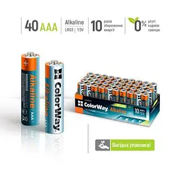 Батарейка ColorWay AAA LR6 Alkaline Power (лужні) * 40 colour box (CW-BALR03-40CB) - мініатюра 2