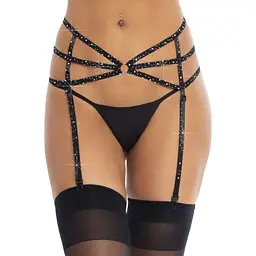 Пояс для панчіх Leg Avenue Rhinestone garterbelt Black One Size