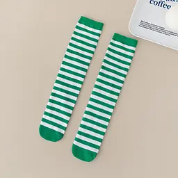 Шкарпетки дитячі смугасті зелено-білі 3-12 років One Size 4225 - мініатюра 3