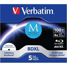 Диск BD Verbatim DL 100GB 4x Lifetime archival M-Disc 5шт Jewel (43834) - мініатюра 2