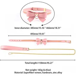 Повідець Lockink Sevanda Love Heart Butterfly LeaTher Collar Set - Pink - мініатюра 6