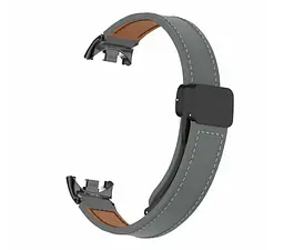Шкіряний ремінець для XiaomiBand 8 Туманно-сірий - мініатюра 2