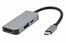 Хаб USB "3-in-1", Grey, Type-C 3.1 - 1xType-C (87 Вт) / 1xUSB 3.1 / HDMI 4K Cablexpert teh0019587