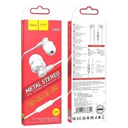 Навушники Hoco Delighted metal universal earphones with microphone M98 сріблясто білі 6931474778321 - мініатюра 2