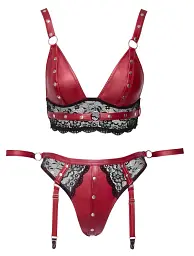Комплект Cottelli Collection Bra Set Bondage L червоний - мініатюра 4