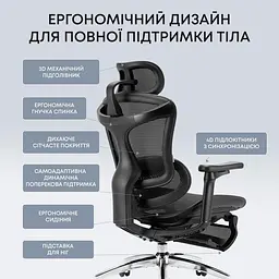Офісне крісло Sihoo DORO C300L Mesh Black with footrest (DORO-C300L-A3-101-JT) - мініатюра 6