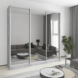 Шафа-купе тридверна MebelStar Комбо AL 3 Дзеркала 240x45x240 см Бетон (MBS-2220)