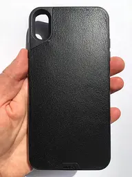 Оригинальный противоударный кожаный чехол для Apple iPhone XS MAX MOUS Leather Case Black - миниатюра 6