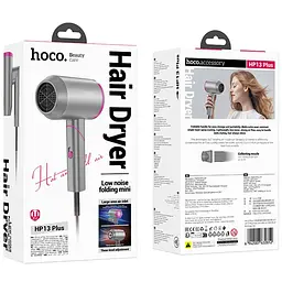 Фен для волосся Hoco HP13 Plus Hot and cold air (1600W) Rose Red - мініатюра 6