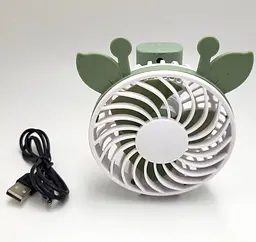 Вентилятор акумуляторний міні зі складною ручкою USB діаметр 10см ручний та настільний Handy Mini Fan CAT зелений - мініатюра 2
