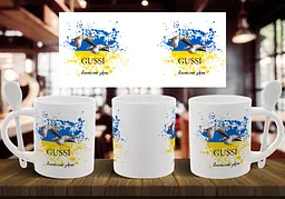 Чашка "GUSSI" 330 мл Біла з ложкою