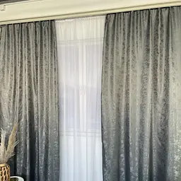 Жакардові штори "пісок" темно-сірого кольору на тасьмі 2шт. 150х270 ALBO pbe0052482 - мініатюра 5