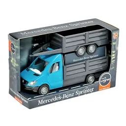 Масштабна модель автомобіля Tigres Mercedes-Benz Sprinter бортовий з причіпом (ціан) (39668)