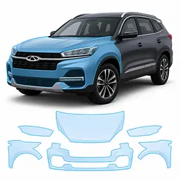 Антигравійна захисна бронеплівка за лекалами для Chery Tiggo 8 I 2018-2020 - передня частина авто (капот бампер крила))