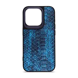 Кожаный чехол для Apple iPhone 15 Pro, Harder Lizard, синий, термополиуретан ТПУ + экокожа с имитацией кожи ящерицы, панель, защита корпуса, противоударный, микрофибра, рамка вокруг камеры, защита всего корпуса, (ARM76871)