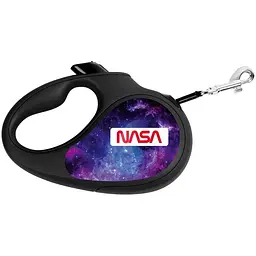 Повідець-рулетка для собак Waudog R-leash, малюнок "NASA21", M, до 25 кг, 5 м, світловідбиваюча стрічка чорний - мініатюра 2