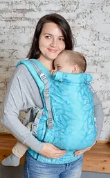 Ерго рюкзак регульований від народження 0 - 18 місяців "Adapt" Coolbabka Бірюзовий Feathers - мініатюра 10