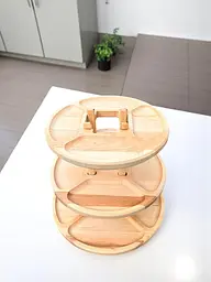 Дерев'яний універсальний троьхярусний столик з Бука 32x32x3 шт. Трьох Ярусна менажниця Розбірна №3 - мініатюра 3
