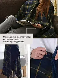 Універсальний плед-халат-шаль Solve у синю клітинку 100 x 140 см (KT9000904) - мініатюра 7