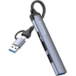 Хаб USB СolorWay USB-A/USB-C 4-в-1 USB2.0х2/USB3.0/USB-C2.0 - мініатюра 3