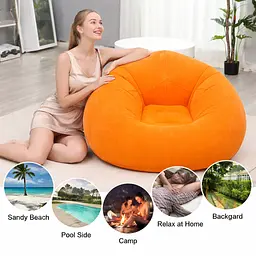 Надувне крісло-пуф Inflatable Sofa / Надувне крісло-мішок 110х110х85 см Помаранчевий - мініатюра 2