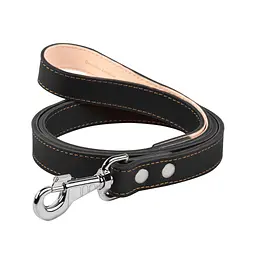 Повідець для собак Collar подвійний з прошивкою Ш 25 мм Д 122 см чорний (04821)