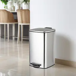 Відро для сміття з плавним закриттям квадратне Zerix Kubix-TC0108 SS Color 8л нержавіюча сталь ZX5891, Нержавіюча сталь - мініатюра 5