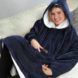 Плед-Толстовка з капюшоном і рукавами Huggle Hoodie Blanket 3-в-1 Унісекс • Теплий худі + Зігріваючий ковдру + Домашній халат - мініатюра 6