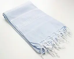 Рушник пештемаль Turkey Towel 100х180 см легкий великий для пляжу басейну бані сауни підстилка на дачу пікнік природу відпустку море полоса світло-блакитний - мініатюра 2