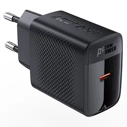 Мережевий зарядний пристрій Acefast A82 PD20W GaN single USB-C charger чорний - мініатюра 3