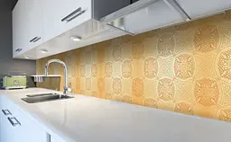 Кухонний фартух Happy Pocket Круги Орнамент вінілова для кухні 65х250 см Абстракція Помаранчевий Z183896 - мініатюра 5
