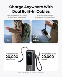 Портативний зарядний пристрій 25000 mAh 165W PD Built-In Double USB-C Cables Black Anker teh0027059 - мініатюра 2